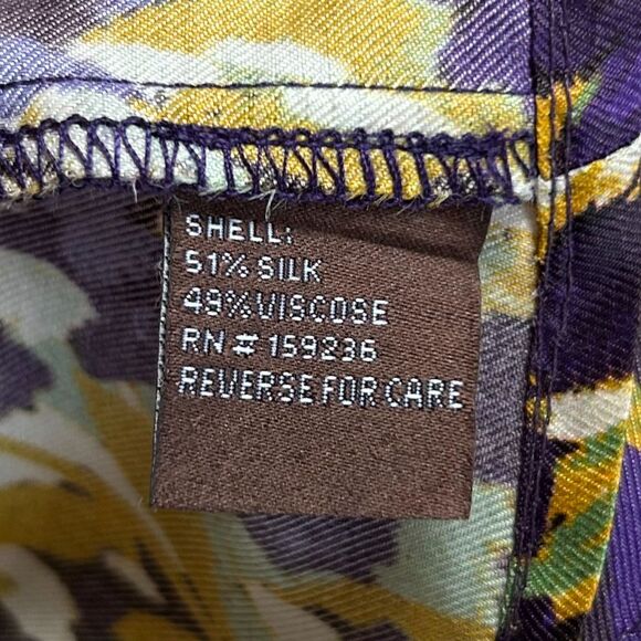 J.McLaughlin Silk Blend Midi Dress Size 0 Purple Floral Abstract Short Sleeve - Picture 7 of 9